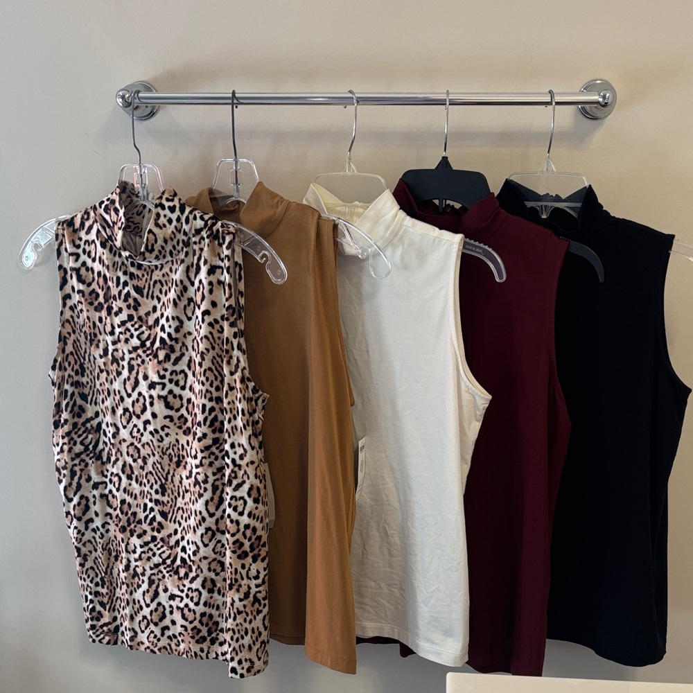 Chico's Collection of 5 Sleeveless Mock Turtle Neck Tops